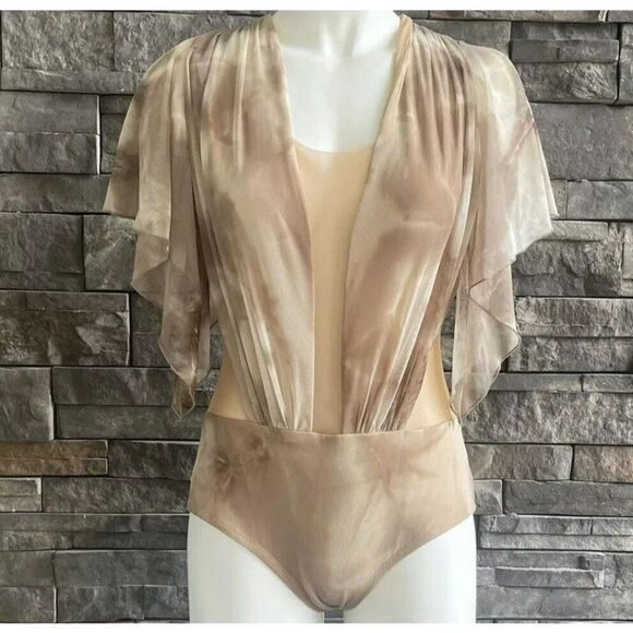 2Die4 Custom Costume‎ Short Flutter Sleeve Marble Tie Die Dance Adult Medium - Picture 2 of 4